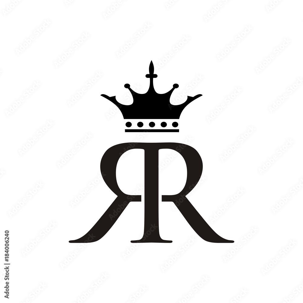 RR crown logo initial letter design template vector illustration