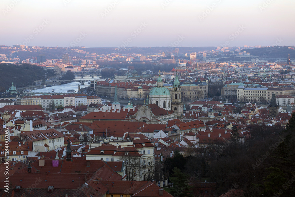 Winter evening Prague City, Czech Republic
