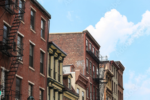 Neighborhood in the City / Brick Housing Buildings / Row Homes 