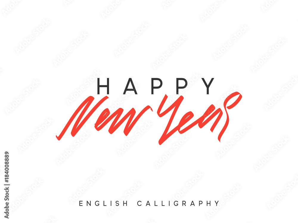 Text Happy New Year. Xmas calligraphy lettering.