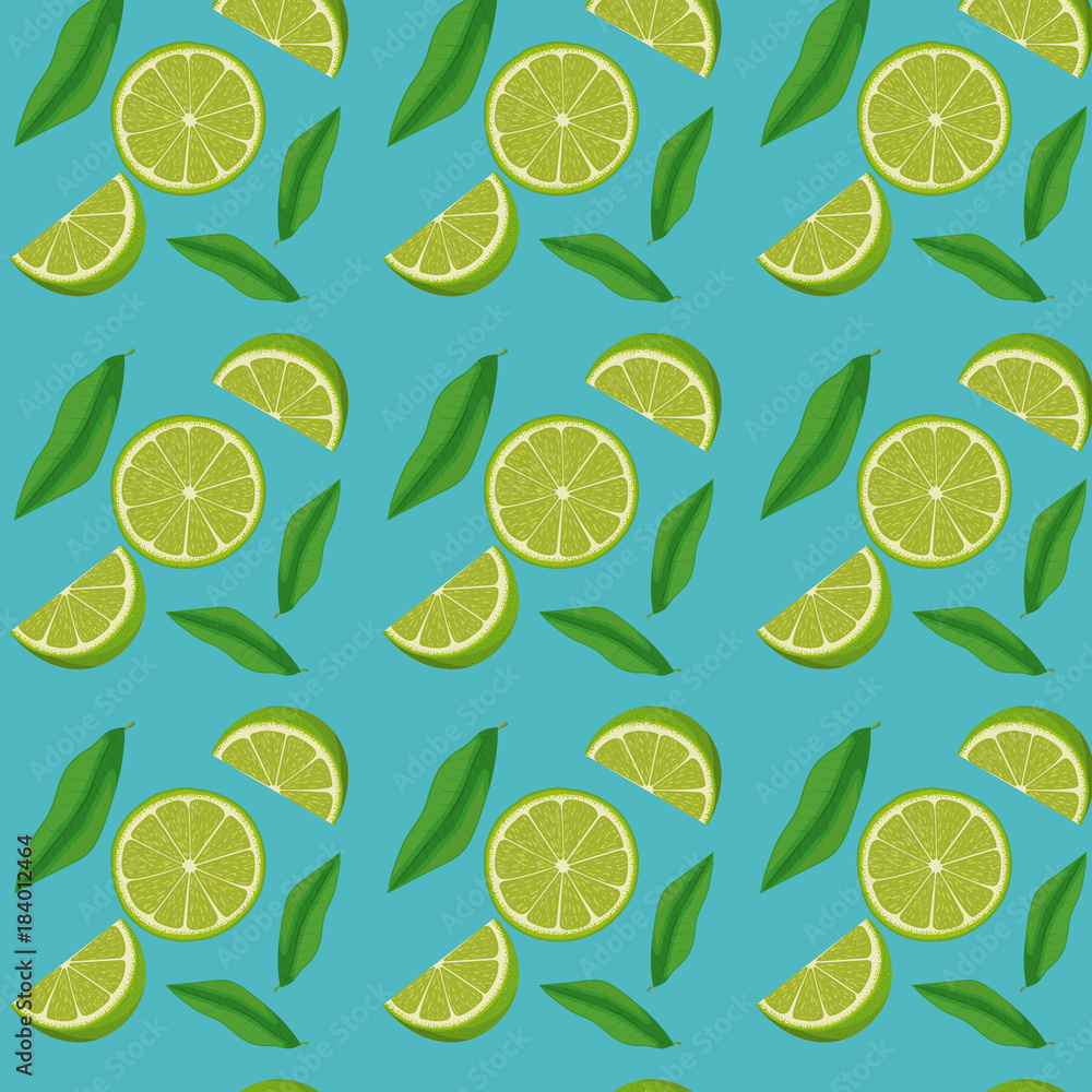 lemon slices and leaves pattern in blue background vector illustration lemon slices and leaves pattern in blue background vector illustration
