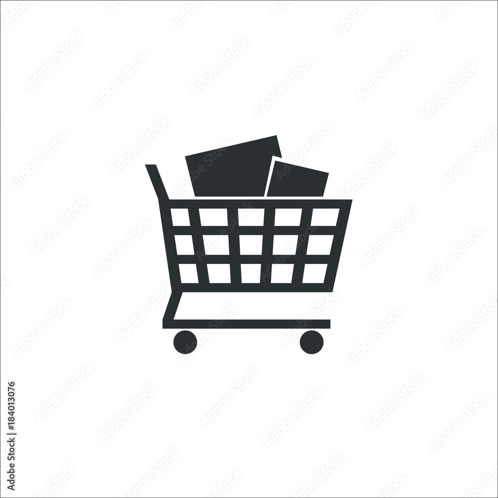 Shopping cart vector icon, supermarket trolley