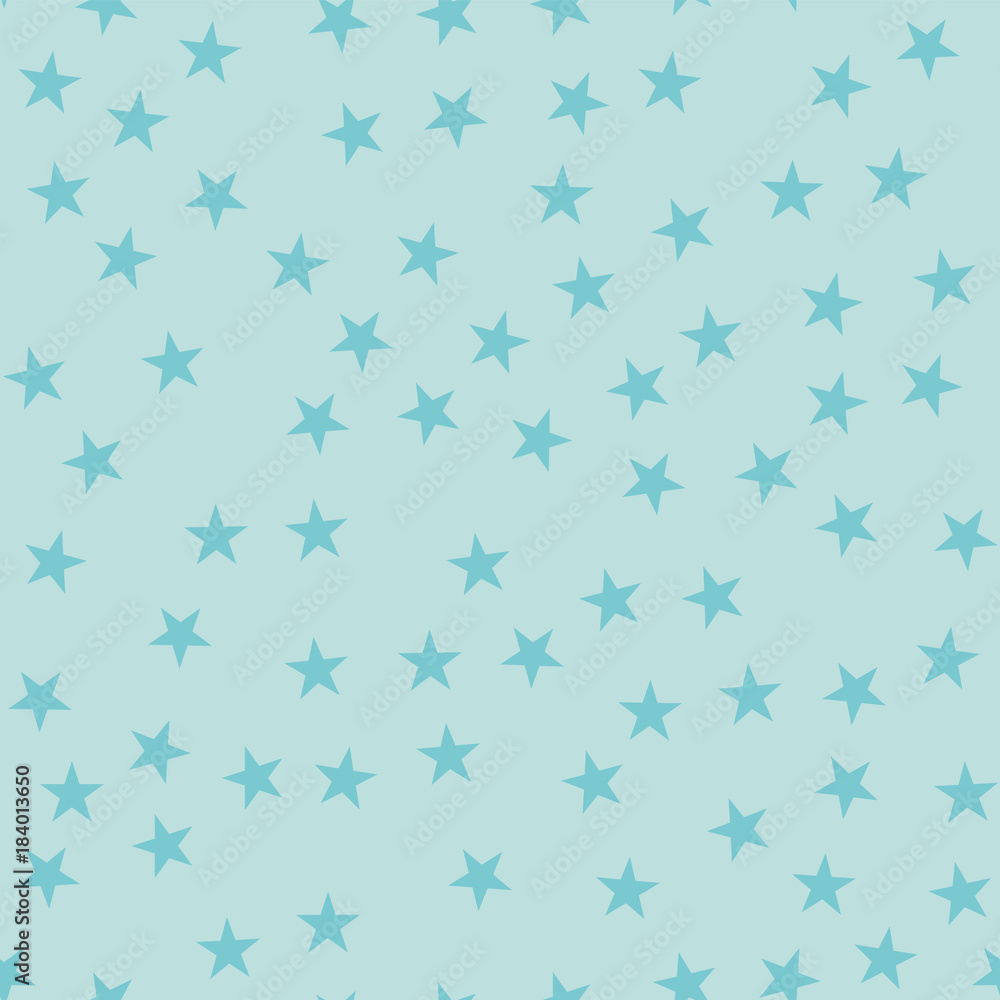 Turquoise stars seamless pattern on light blue background. Remarkable endless random scattered turquoise stars festive pattern. Modern creative chaotic decor. Vector abstract illustration. Turquoise stars seamless pattern on light blue background. Remarkable endless random scattered turquoise stars festive pattern. Modern creative chaotic decor. Vector abstract illustration.