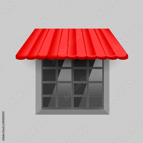 Vector red awning on window
