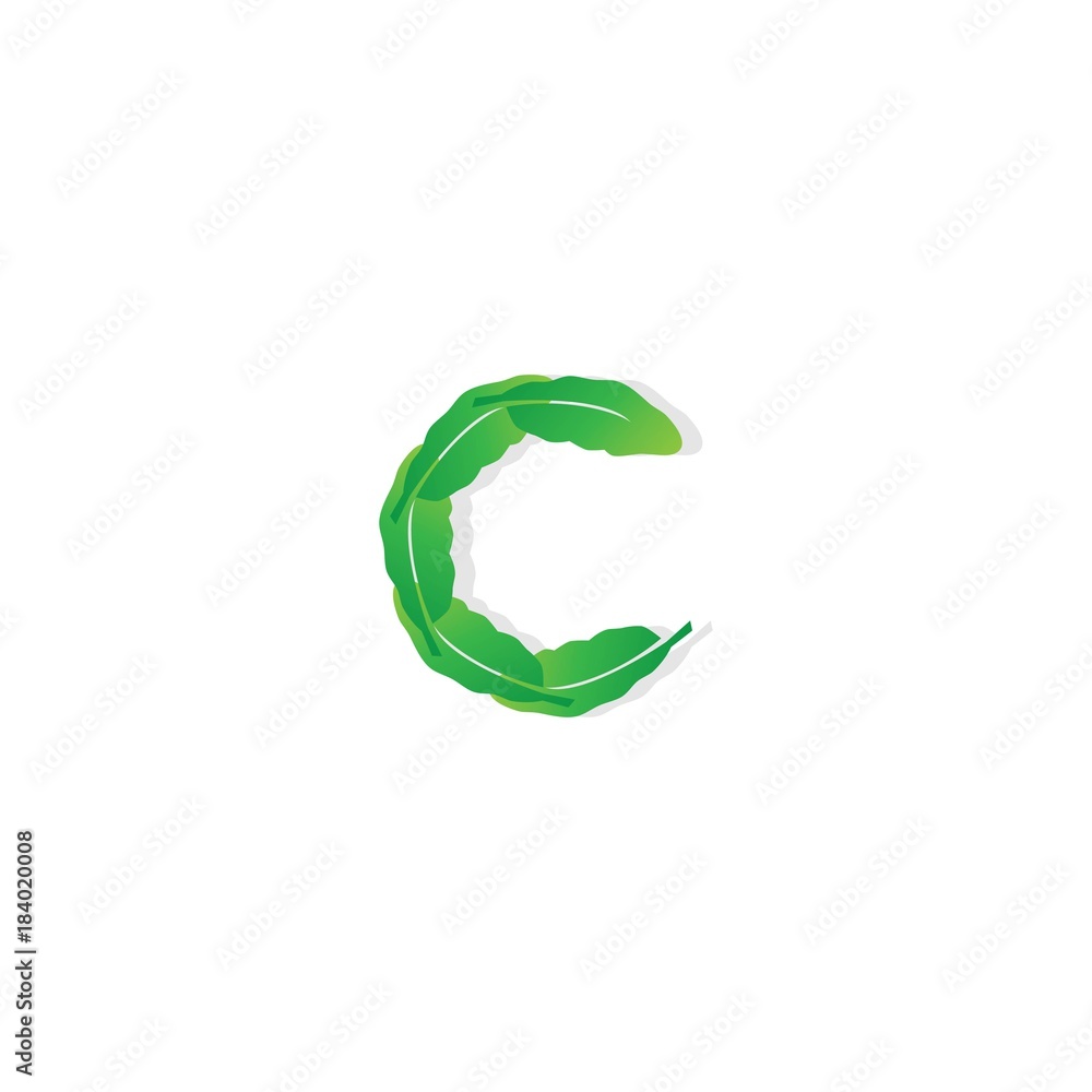 Letter C with leafs Letter C with leafs