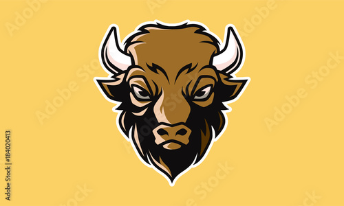 Bison Head Mascot Vector
