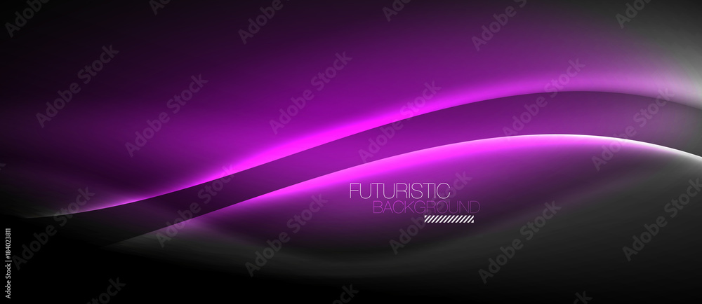 Neon glowing wave, magic energy and light motion background Neon glowing wave, magic energy and light motion background