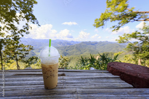 Mountains View with coffee at Mae hong son, Thailand photo