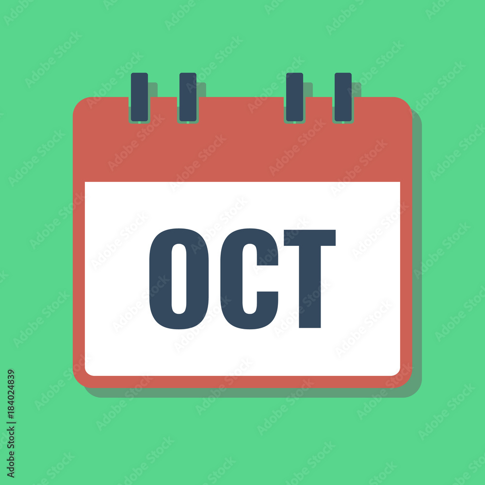 october month name in calendar, flat style vector illustration october month name in calendar, flat style vector illustration