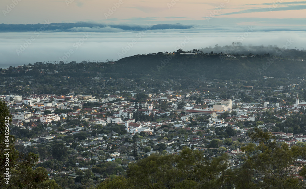 Wide scenic view of Santa Barbara, California.