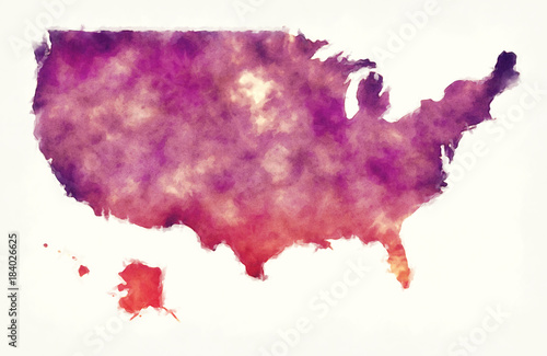 Canvas Print USA watercolor map in front of a white background
