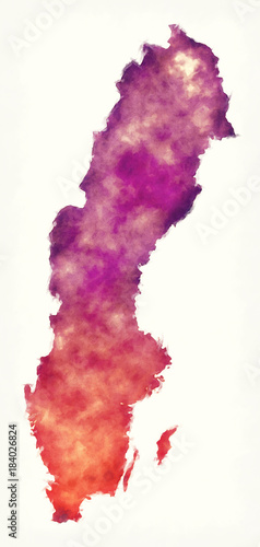 Fotografia Sweden watercolor map in front of a white background