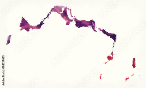 Turks and Caicos Islands watercolor map in front of a white background photo