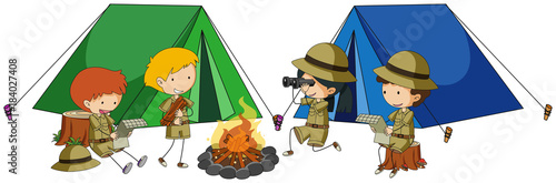 Four kids camping out