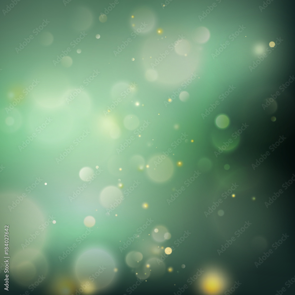 Green with bokeh background created by neon lights. EPS 10 vector