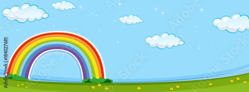 Background scene with colorful rainbow