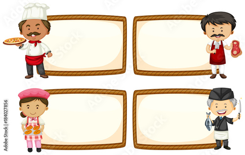 Four frame designs with chef and baker
