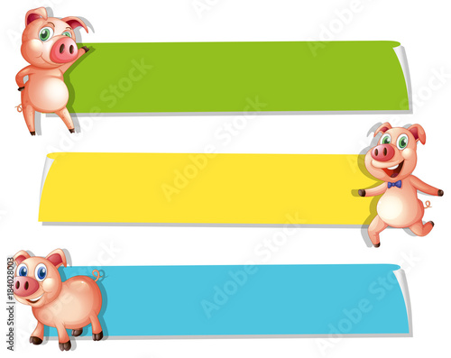 Banner templates with pink pigs