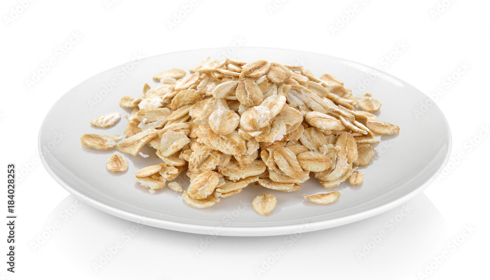 oats in a plate on white background oats in a plate on white background