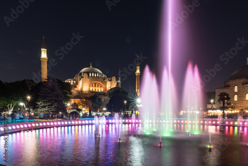 View of Hagia Sophia with fountain in the foreground, Sultanahmet Park