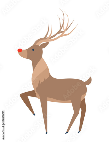 Reindeer with Luxury Horn Profile Side View Vector
