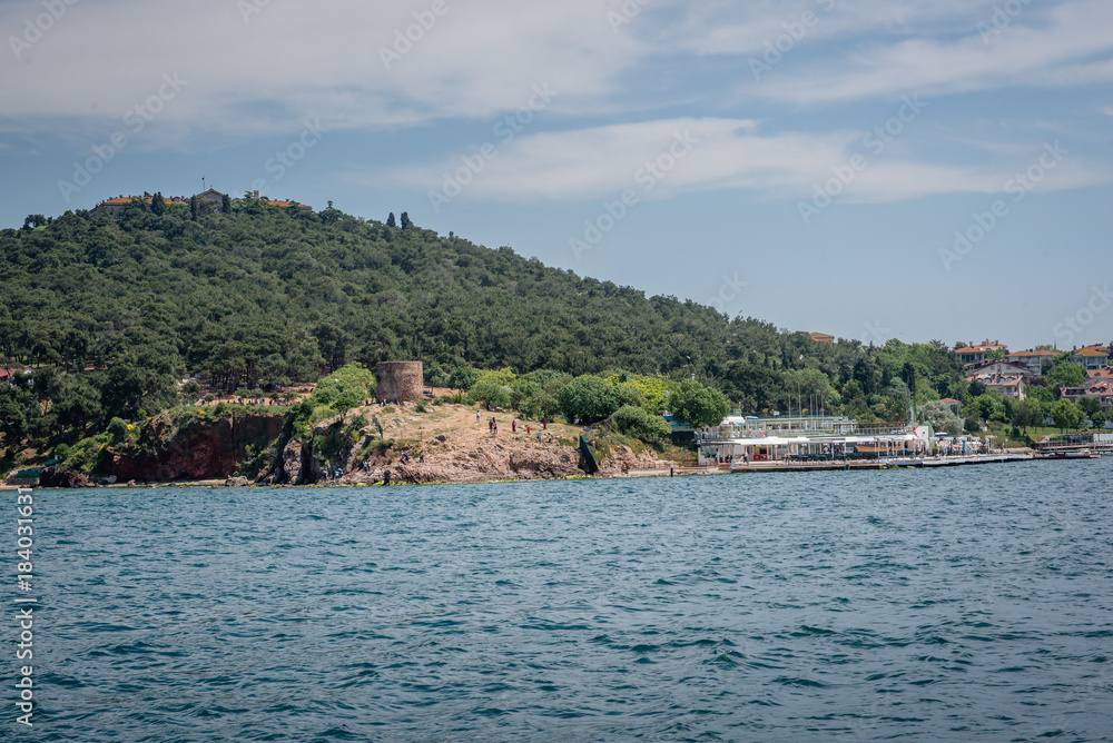 View of Burgazada island from sea in Istanbul,Turkey