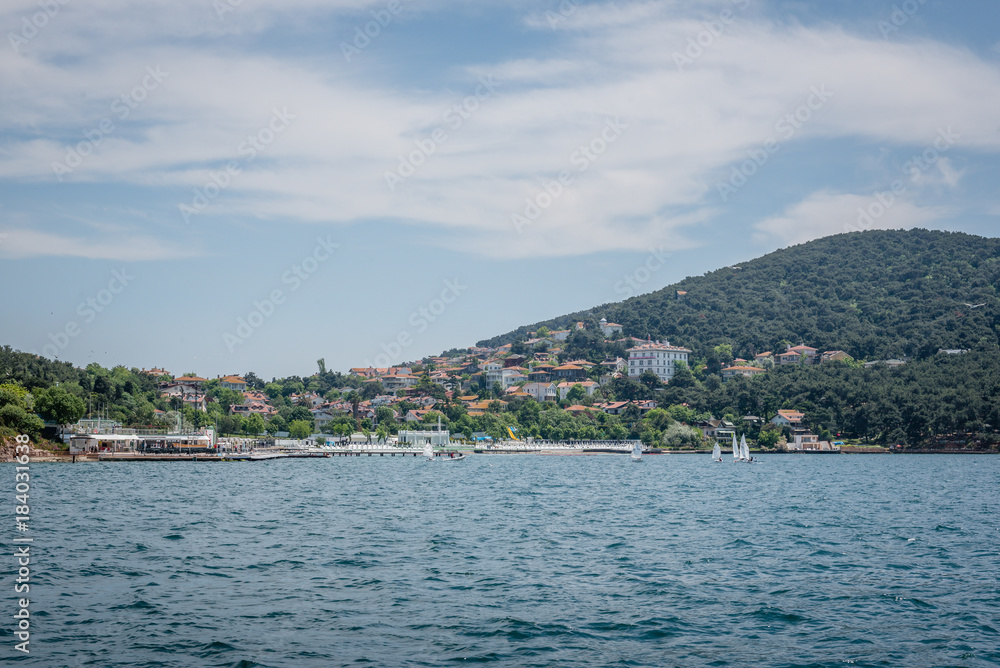 View of Burgazada island from sea in Istanbul,Turkey