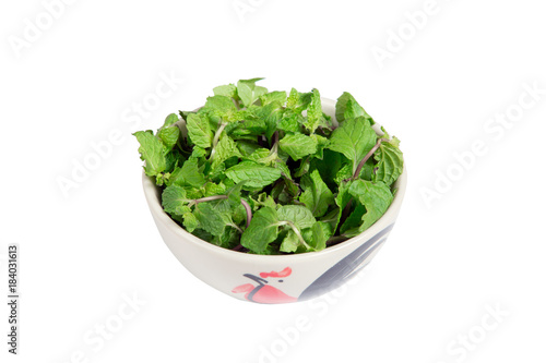 isolated a bowl of peppermint on a white background