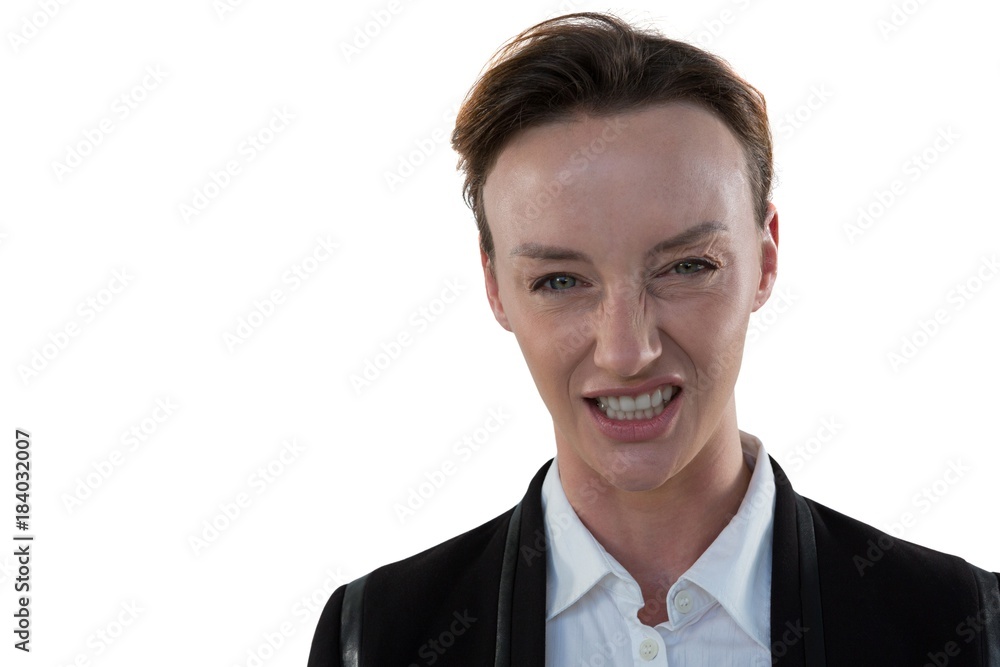 Businesswoman standing against white background Businesswoman standing against white background