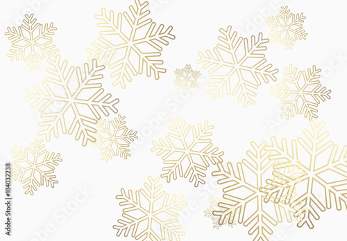 Winter holiday pattern with golden snowflakes background