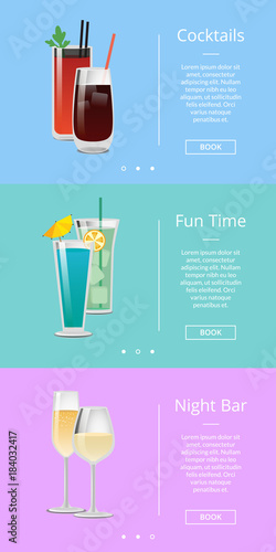 Fun Time with Cocktails at Night Bar Poster