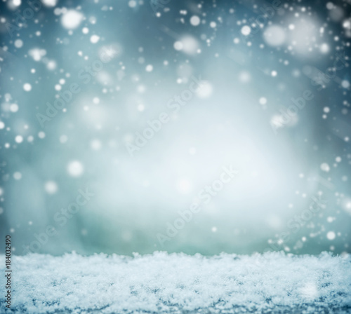 Beautiful winter background with snow and snowfall. Winter holidays and Christmas concept © VICUSCHKA