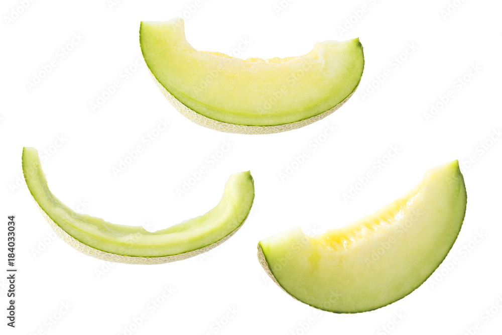 Japanese melon 2 pieces 2 views and 1 piece peel of japanes melon Japanese melon 2 pieces 2 views and 1 piece peel of japanes melon