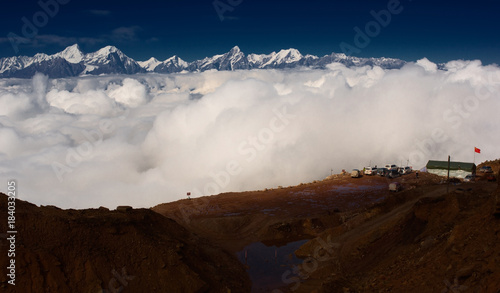the clouds on the Cattle Back Mountain in Sichuan, China