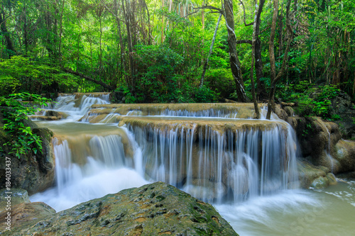 Erawan waterfall  Beautiful waterwall in nationalpark of Kanchanaburi province  ThaiLand.