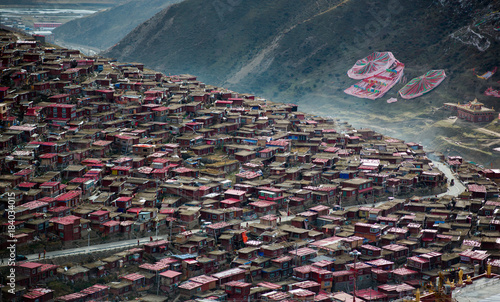 Overlooking the Buddhist Academy in Seda, Sichuan, China photo