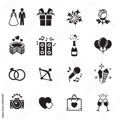 Wedding, marriage icons set