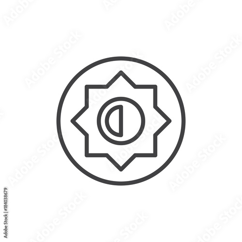 Brightness and contrast setting line icon, outline vector sign, linear style pictogram isolated on white. Photo camera manual settings symbol, logo illustration. Editable stroke
