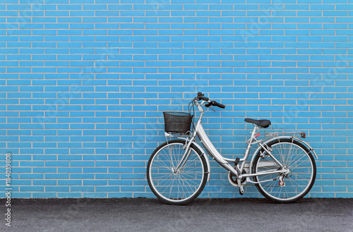 Bike against a Turquoise Brick Wall