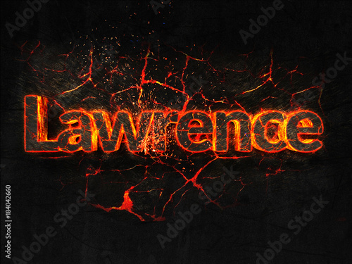 Lawrence Fire text flame burning hot lava explosion background. photo