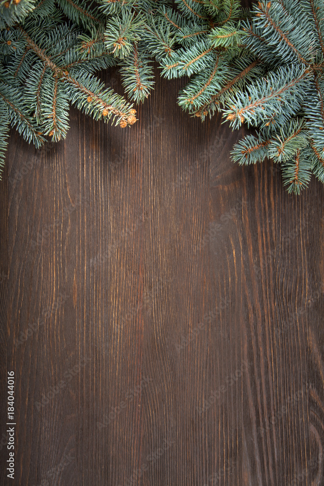 Christmas Tree on wooden background copy space for lettering Christmas Tree on wooden background copy space for lettering