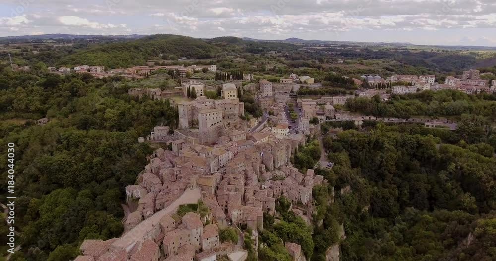 Aerial, beautiful town Sorano near Grosseto in Tuscany, Italy Aerial, beautiful town Sorano near Grosseto in Tuscany, Italy