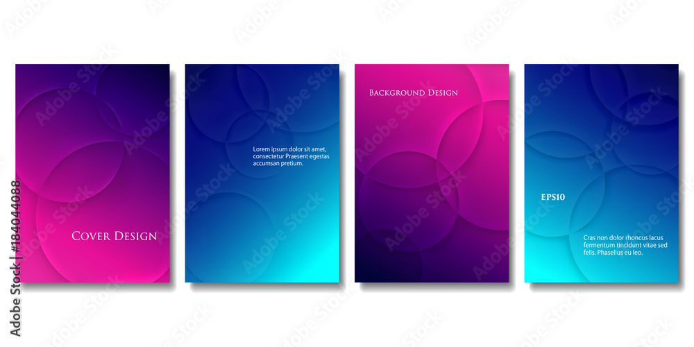 Set of Vector Geometric Colorful Templates. Abstract Embossed Circles with Gradient Effect. Applicable for Brochures, Banners, Posters and Fliers.