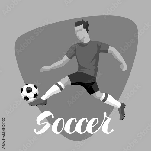 Soccer player with ball. Sports football illustration