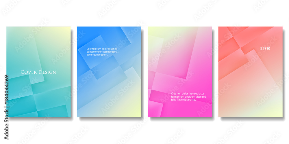 Set of Vector Geometric Colorful Templates. Abstract Three Dimensional Blocks with Gradient Effect. Applicable for Brochures, Banners, Posters and Fliers.