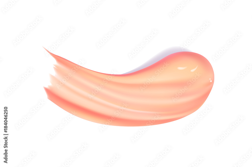 Cosmetic liquid foundation cream smudge smear strokes. Make up smear isolated on white background Cosmetic liquid foundation cream smudge smear strokes. Make up smear isolated on white background