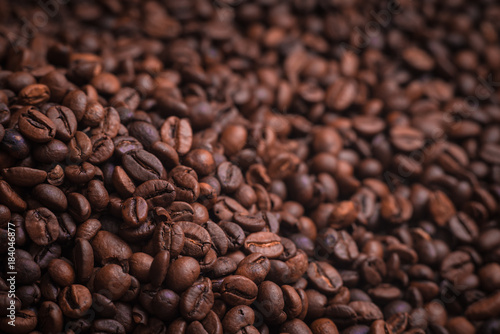 Coffee beans close up macro background