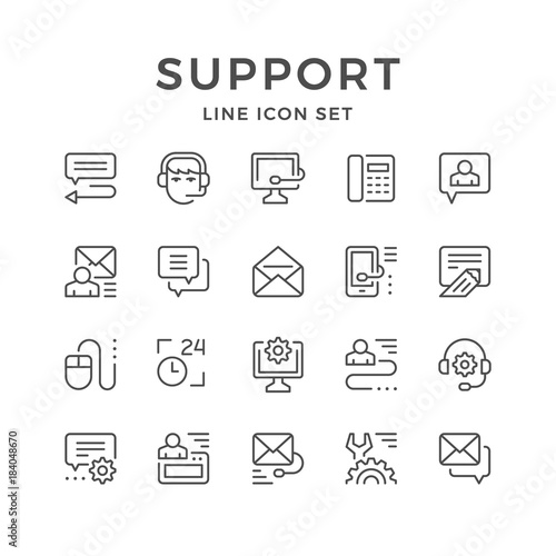 Set line icons of support