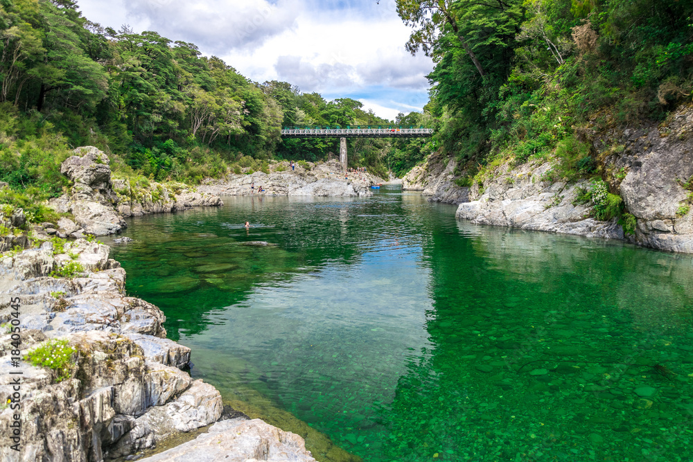 Beautiful green and clear pelorus river, known from the movie hobit. South Island, New Zealand Beautiful green and clear pelorus river, known from the movie hobit. South Island, New Zealand
