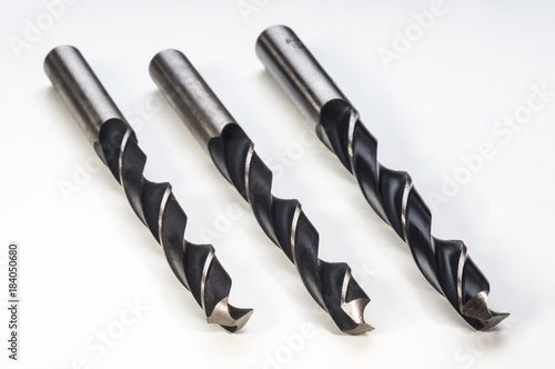 twist drill bits for metal on a white background isolated